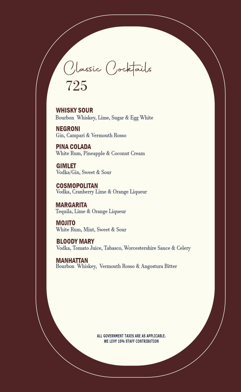 Dining Experience for Two at Ivoryy Fusion Bar, Central Delhi — Beverages menu