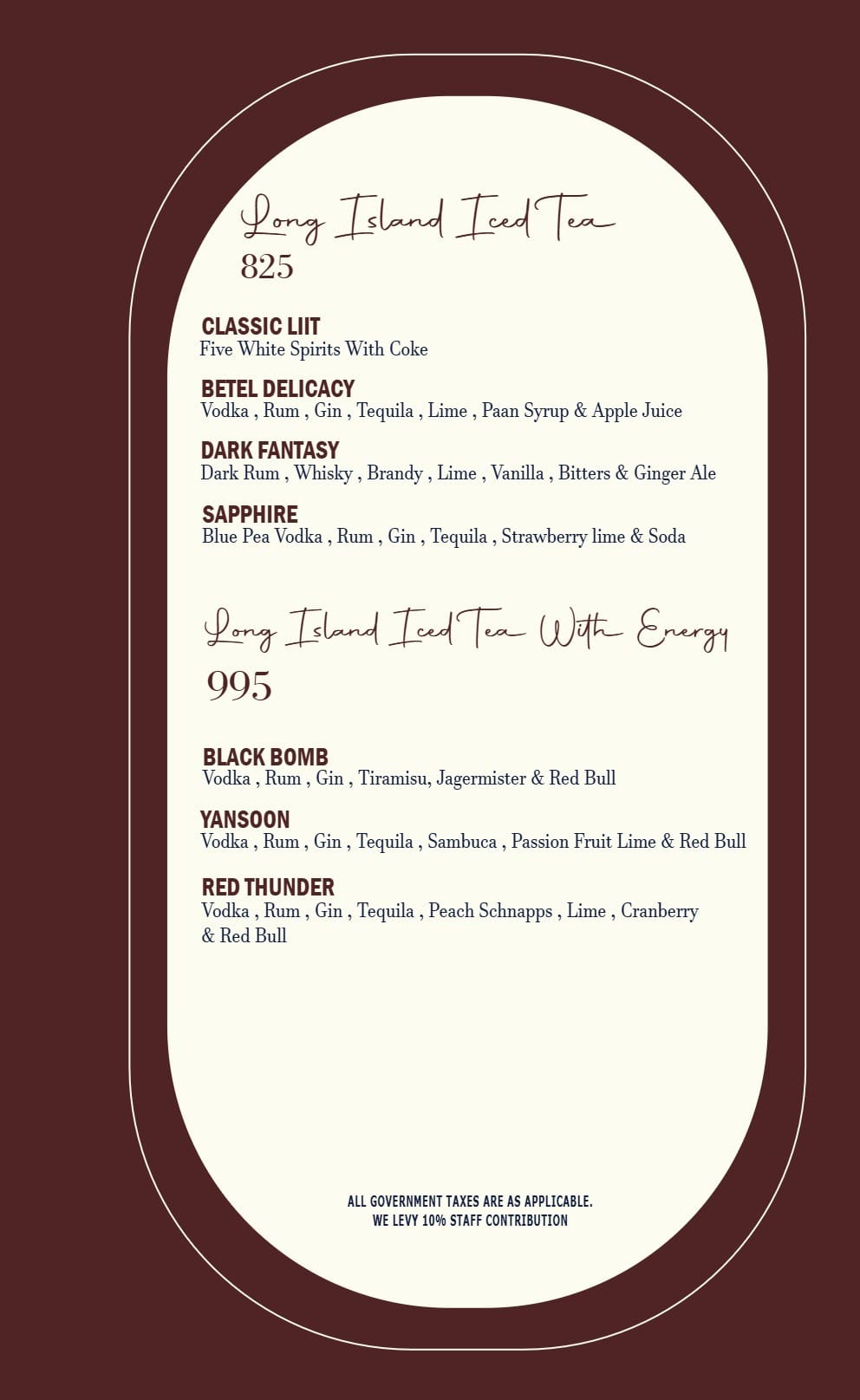 Dining Experience for Two at Ivoryy Fusion Bar, Central Delhi — Beverages menu