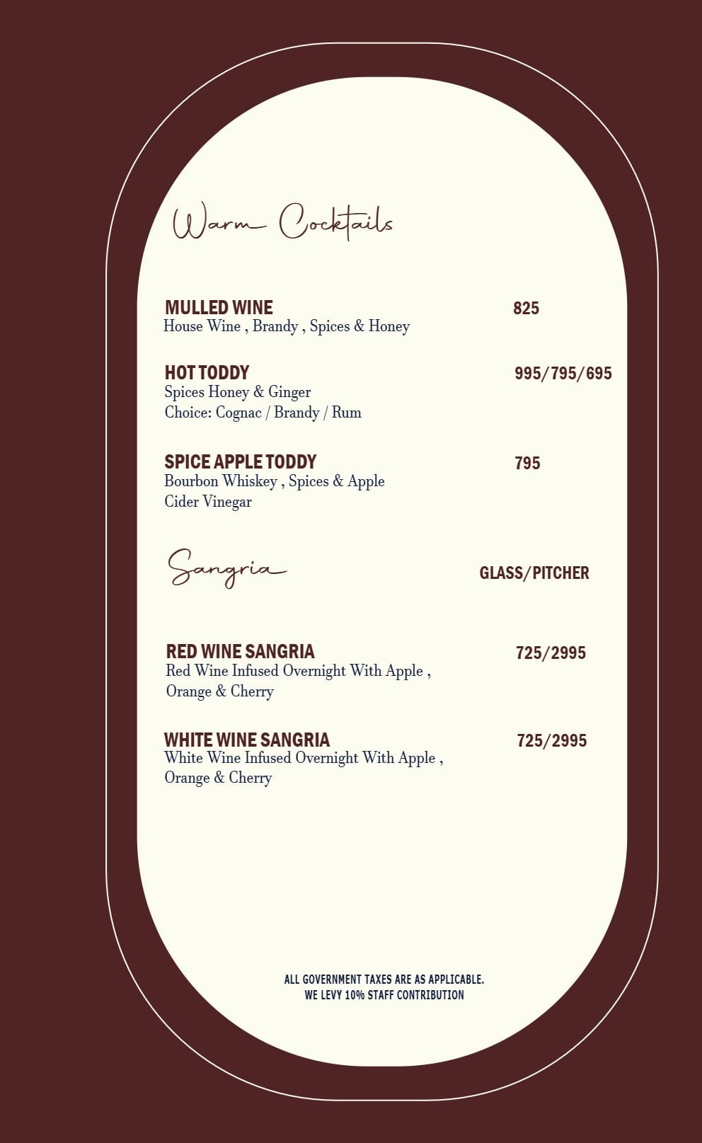 Dining Experience for Two at Ivoryy Fusion Bar, Central Delhi — Beverages menu