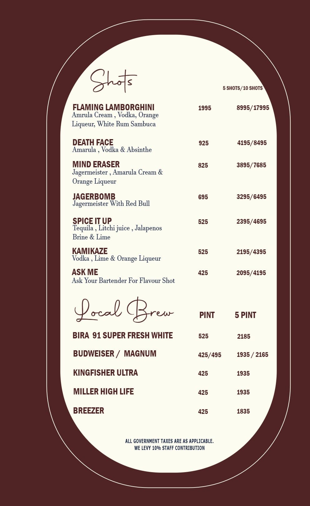 Dining Experience for Two at Ivoryy Fusion Bar, Central Delhi — Beverages menu