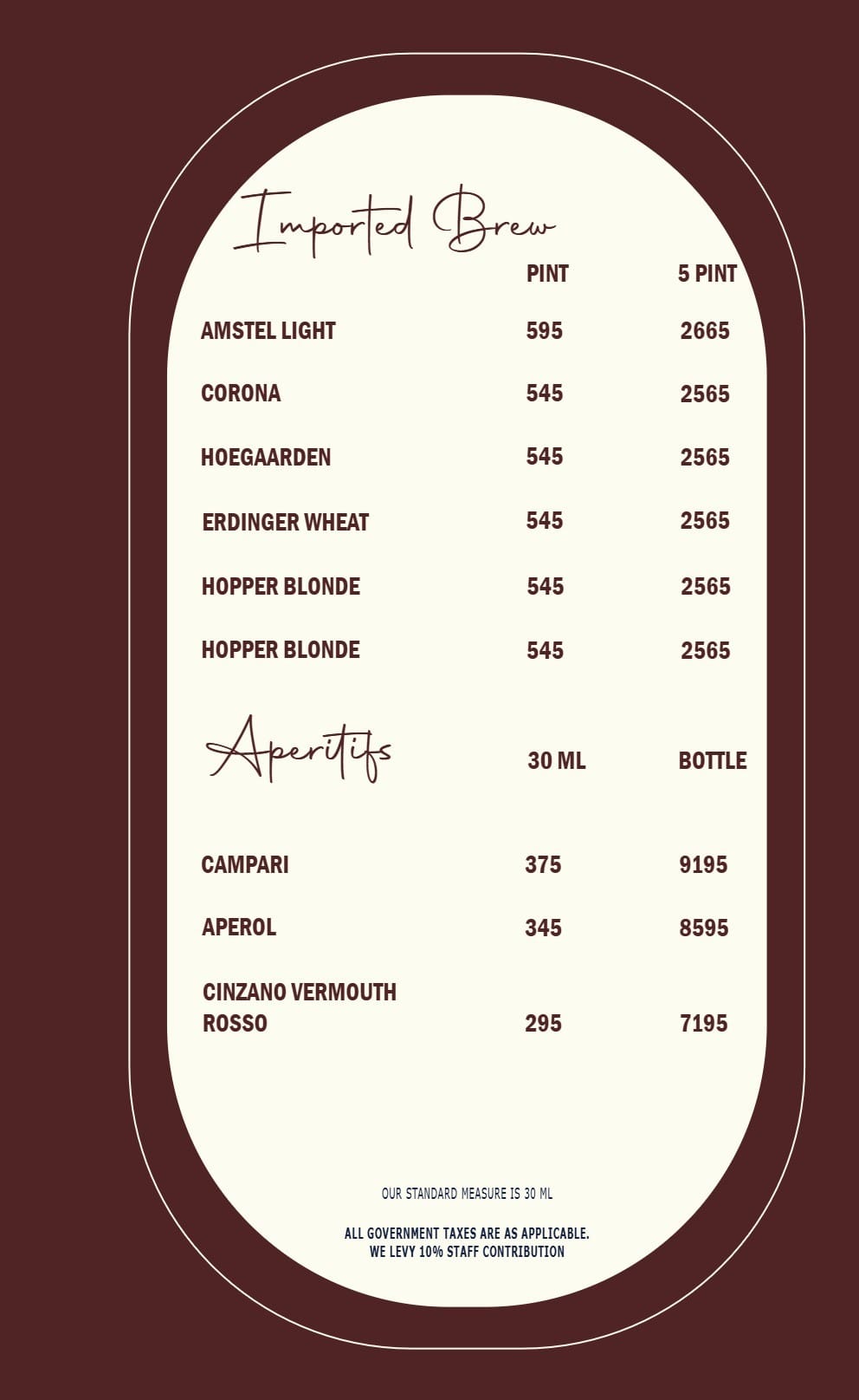 Dining Experience for Two at Ivoryy Fusion Bar, Central Delhi — Beverages menu