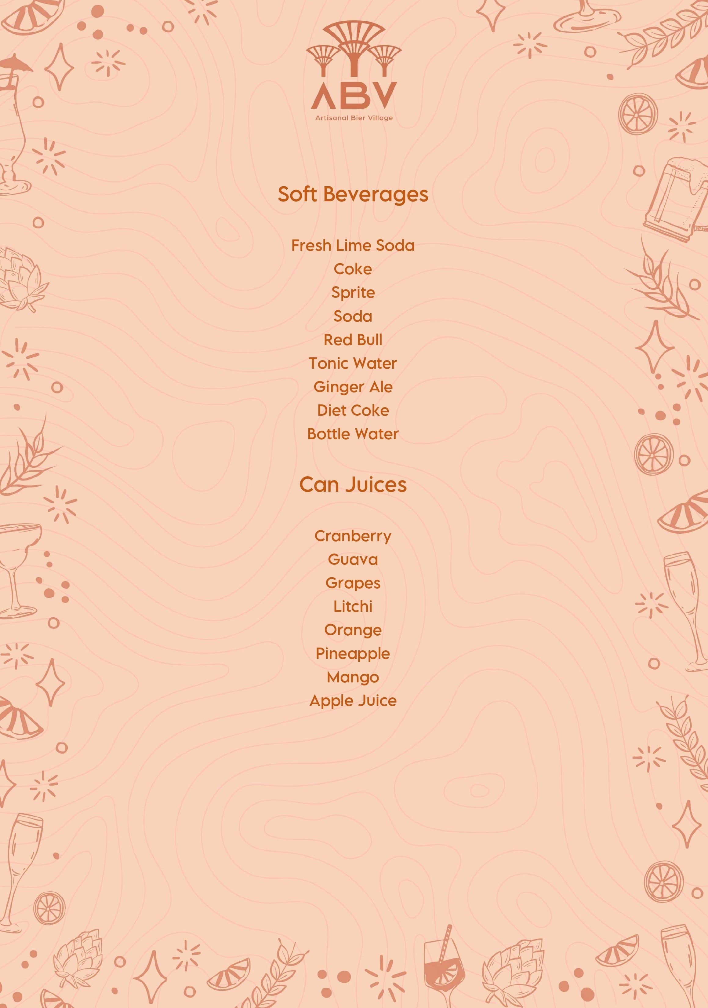 Menu of ABV- Artisanal Bier Village, Whitefield, East Bengaluru