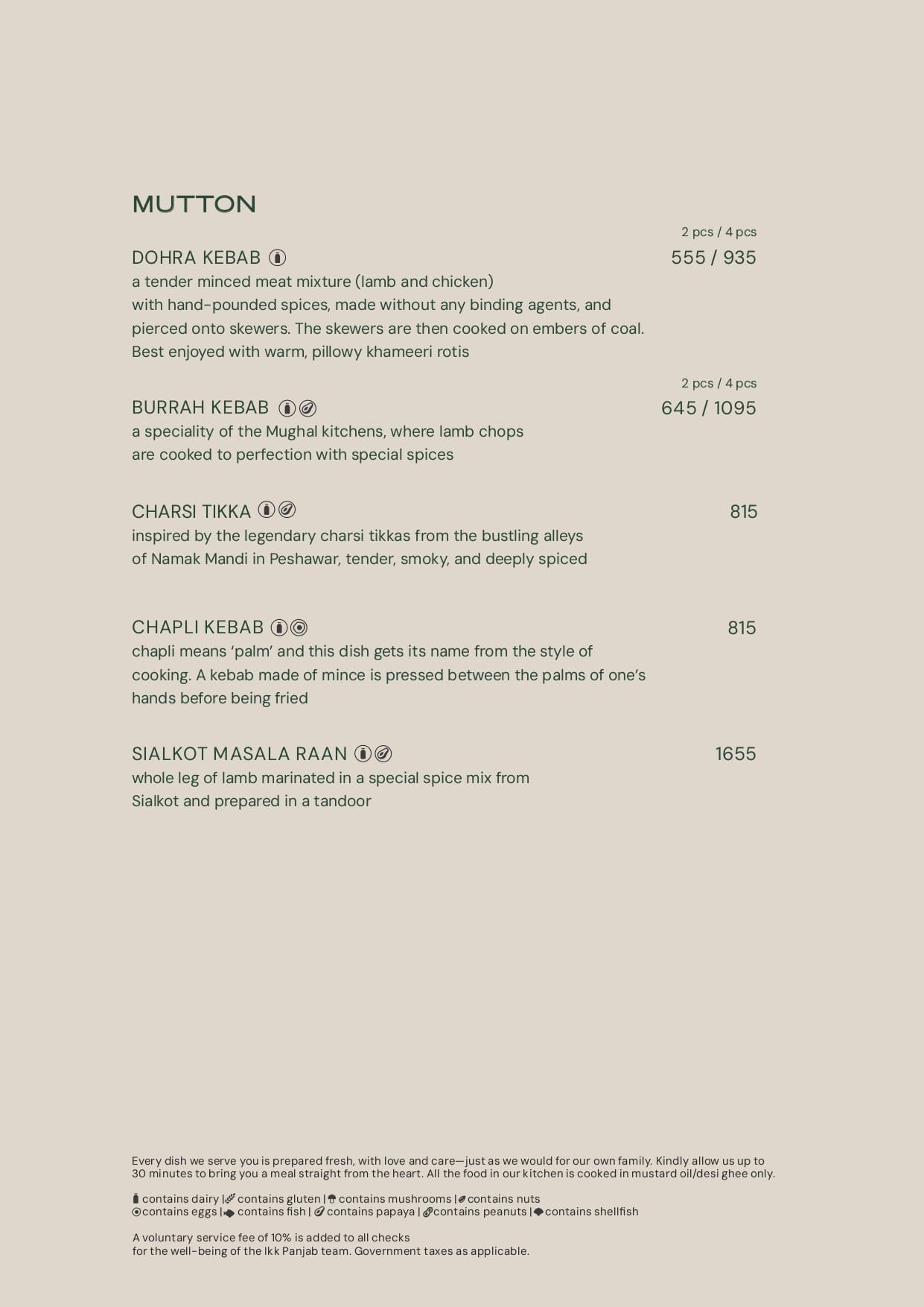 Dining Experience for Two at Ikk Panjab, Central Delhi — Food menu