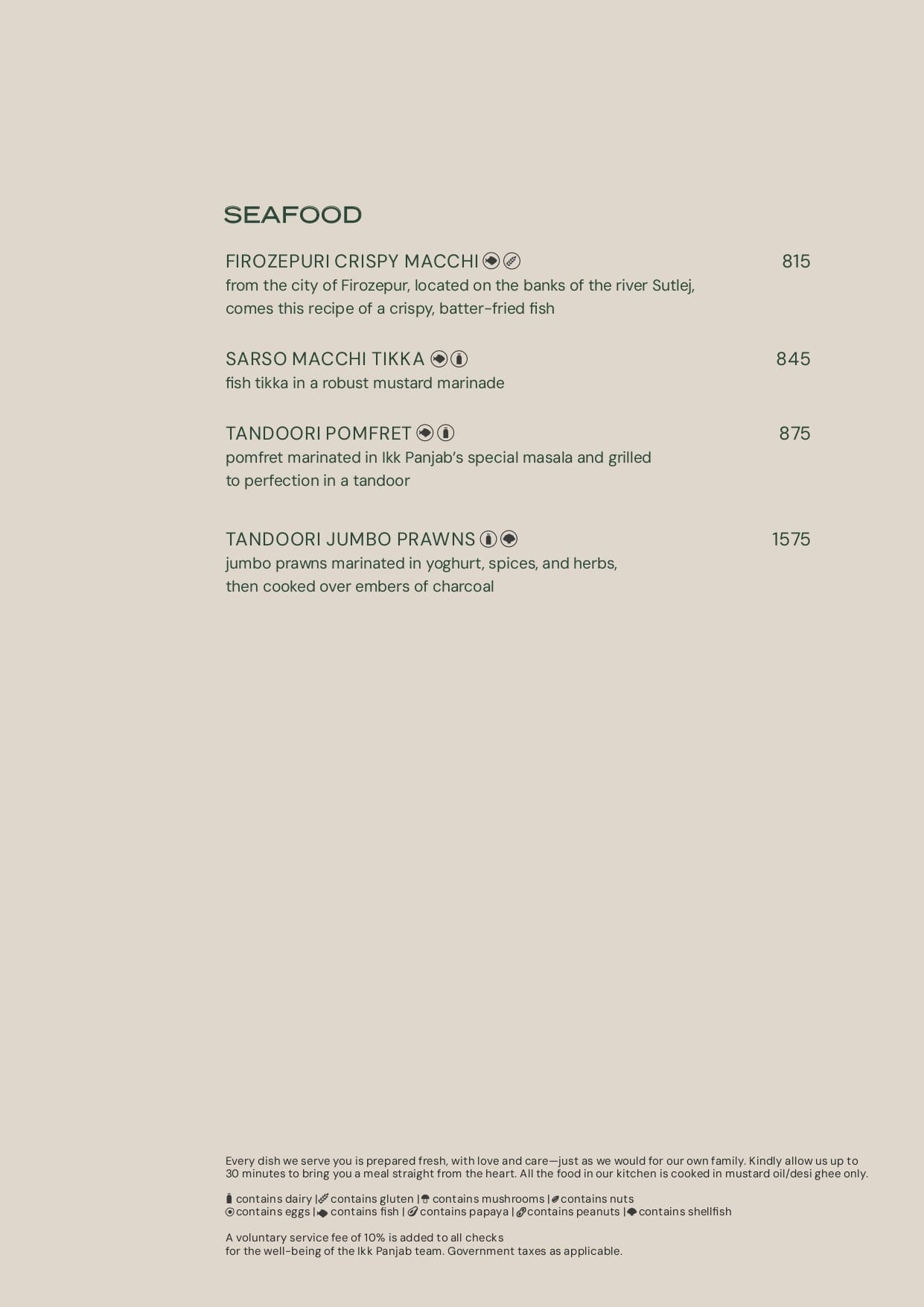 Dining Experience for Two at Ikk Panjab, Central Delhi — Food menu