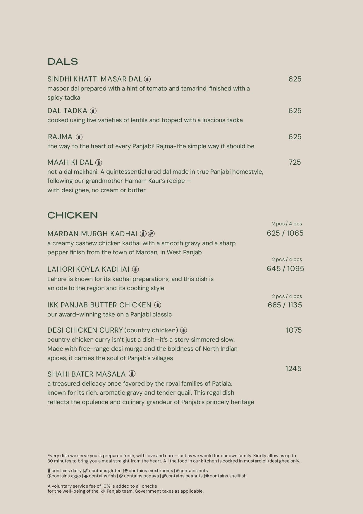 Dining Experience for Two at Ikk Panjab, Central Delhi — Food menu