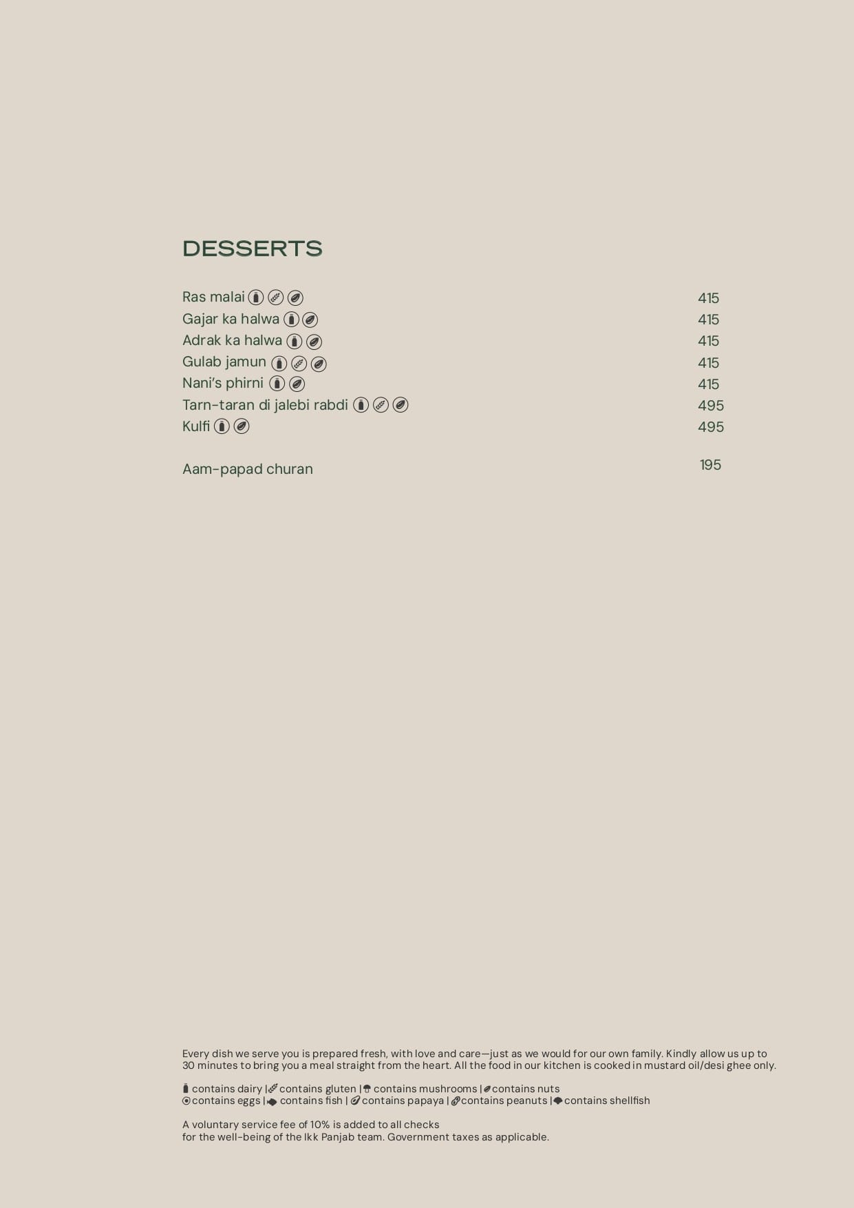 Dining Experience for Two at Ikk Panjab, Central Delhi — Food menu