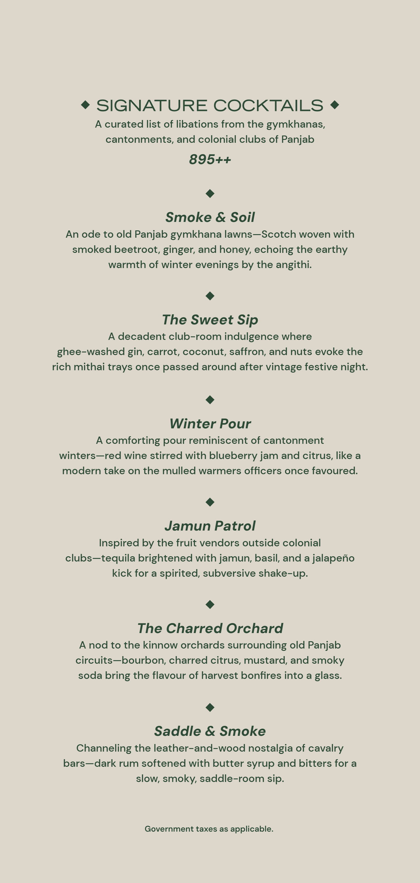 Dining Experience for Two at Ikk Panjab, Central Delhi — Beverages menu