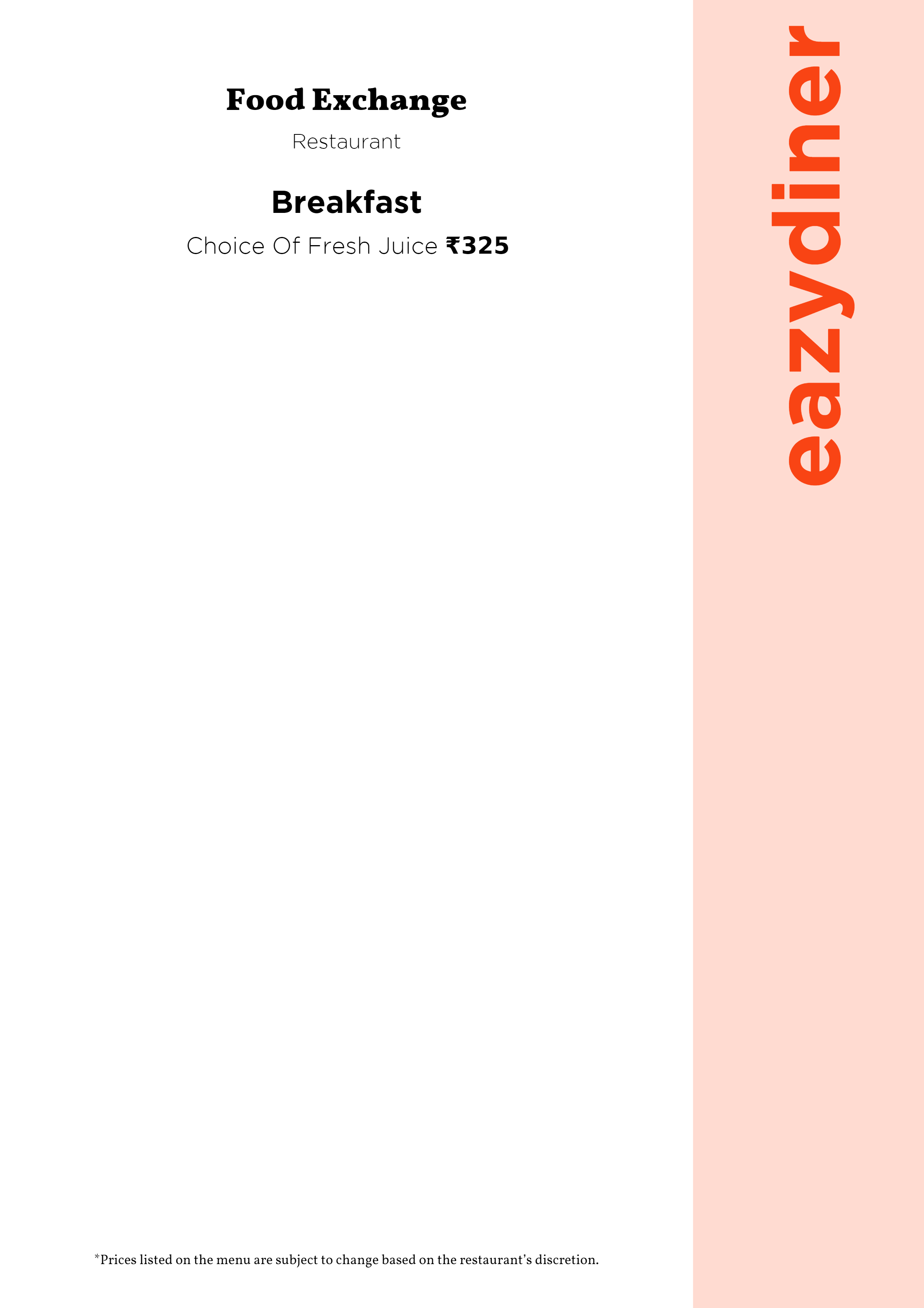Dining Experience for Two at Food Exchange, Delhi NCR — Beverages menu