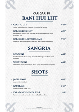 Menu Karmini Menu of Karigari By Chef Harpal Singh Sokhi, Janpath, Connaught Place ...