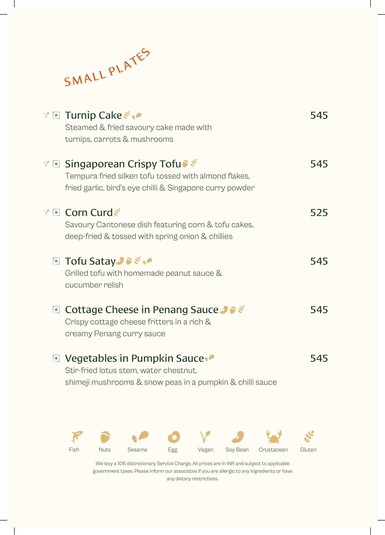 Dining Experience for Two at Muro India, Bengaluru — Food menu