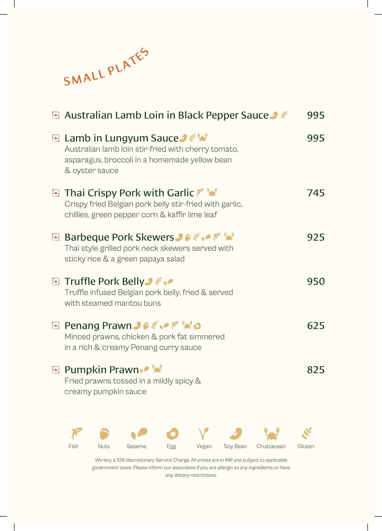 Dining Experience for Two at Muro India, Bengaluru — Food menu