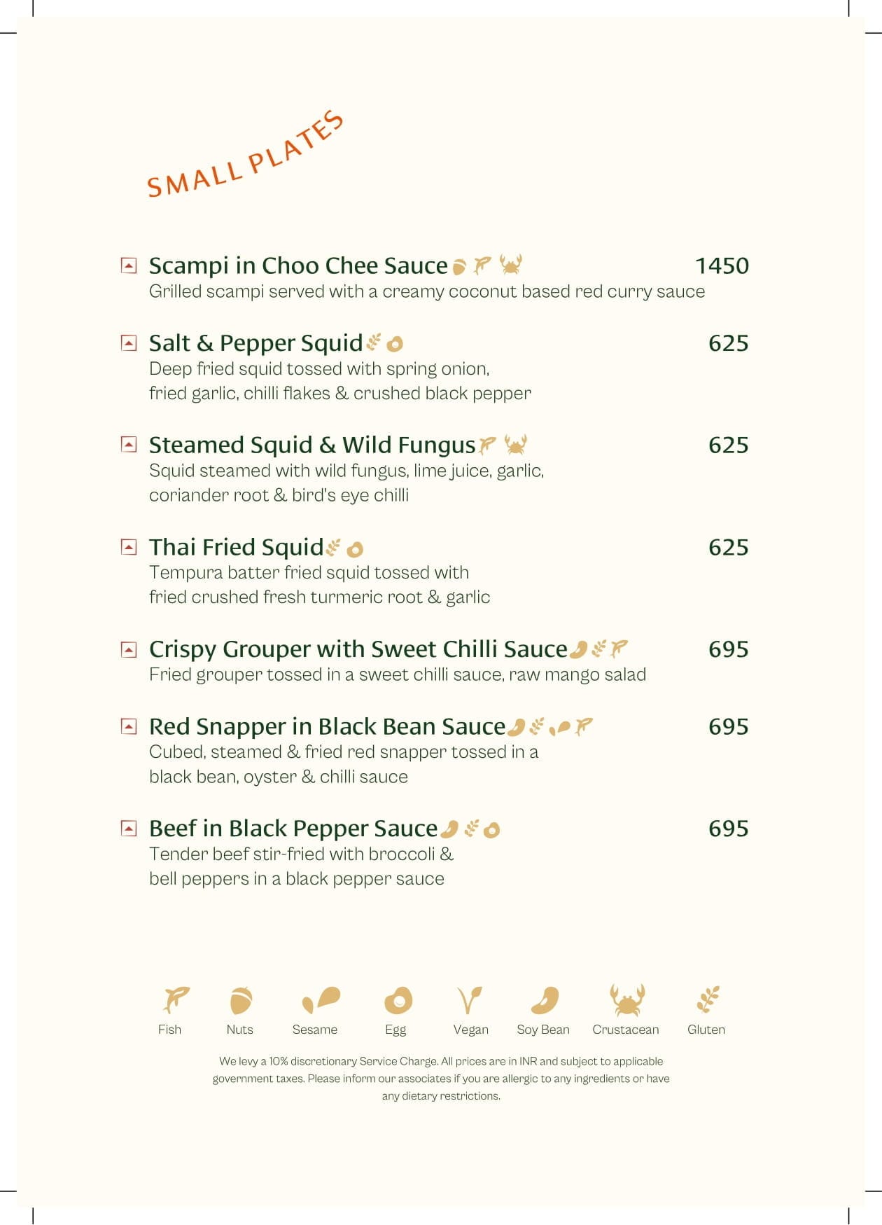Dining Experience for Two at Muro India, Bengaluru — Food menu