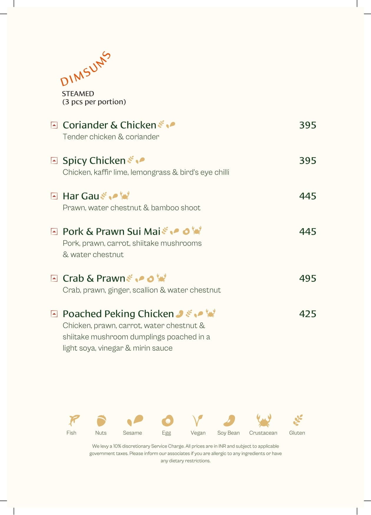 Dining Experience for Two at Muro India, Bengaluru — Food menu