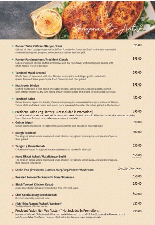 Menu of Coya by Hotel President, Hotel President