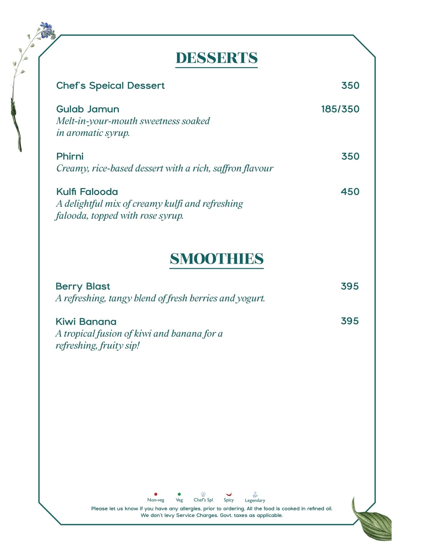 Dining Experience for Two at Havemore, Gurgaon — Food menu