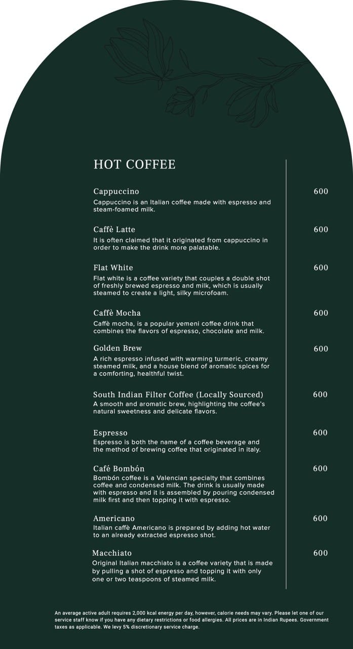 Dining Experience for Two at Madeleine De Proust, Mumbai — Beverages menu