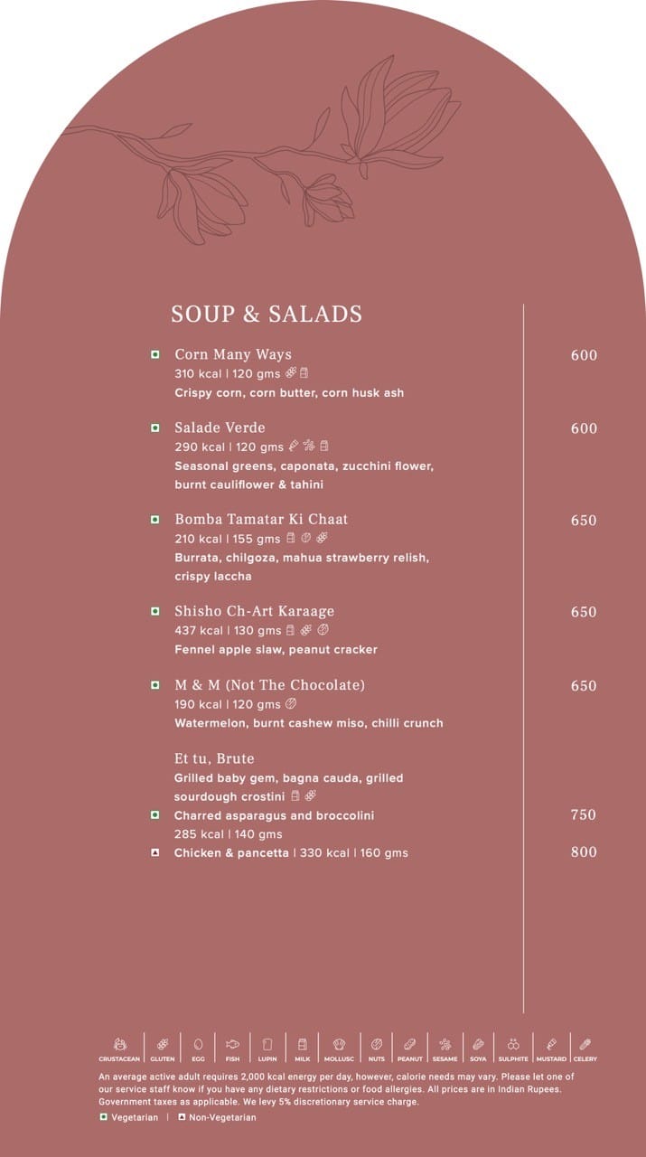 Dining Experience for Two at Madeleine De Proust, Mumbai — Food menu