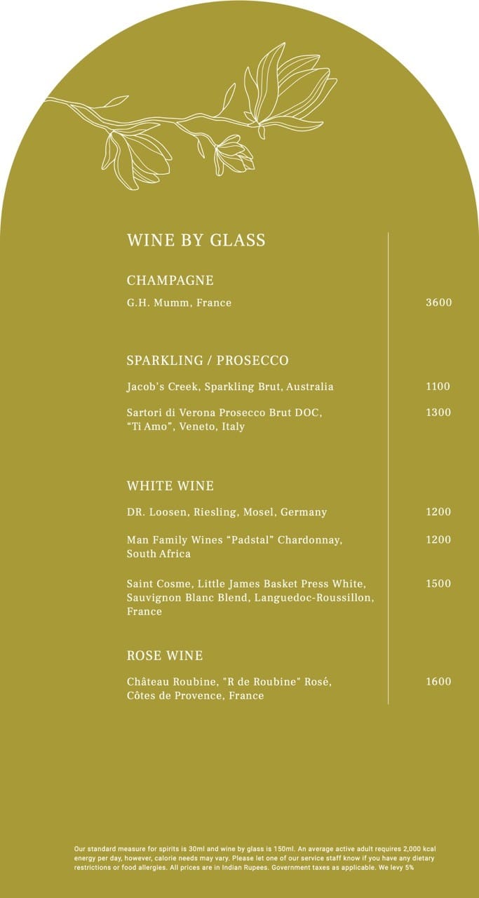 Dining Experience for Two at Madeleine De Proust, Mumbai — Beverages menu
