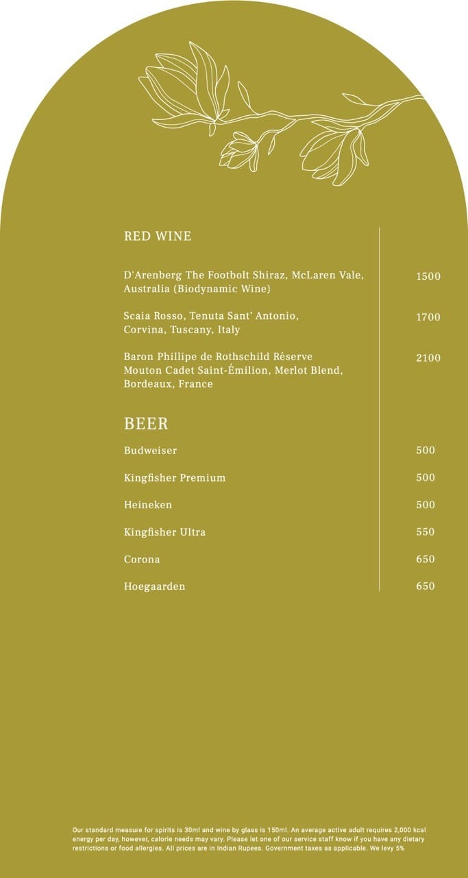 Dining Experience for Two at Madeleine De Proust, Mumbai — Beverages menu