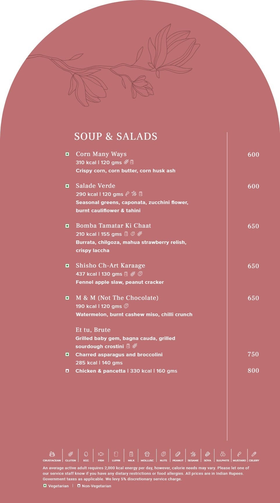 Dining Experience for Two at Madeleine De Proust, Mumbai — Food menu
