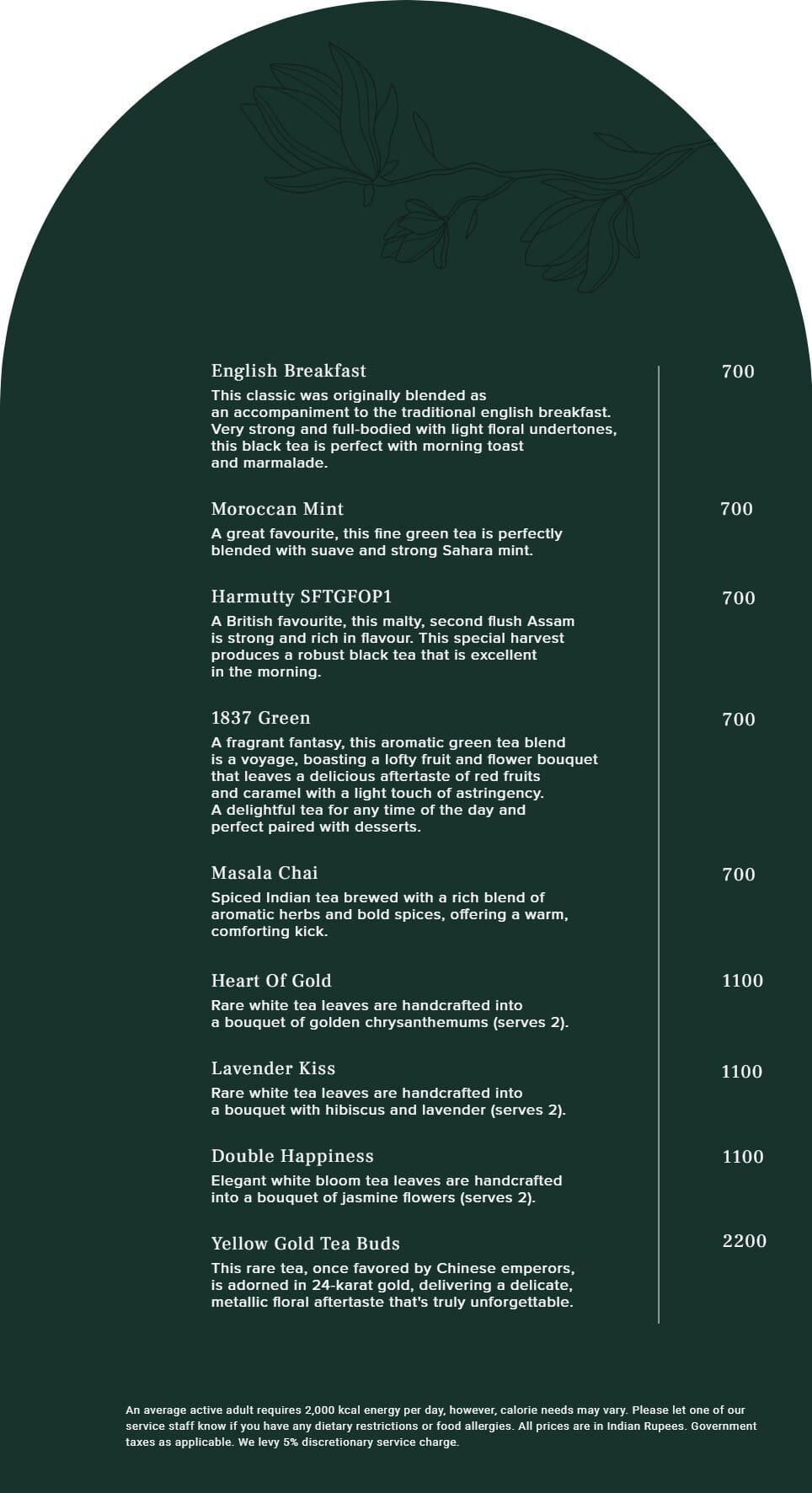Dining Experience for Two at Madeleine De Proust, Mumbai — Food menu