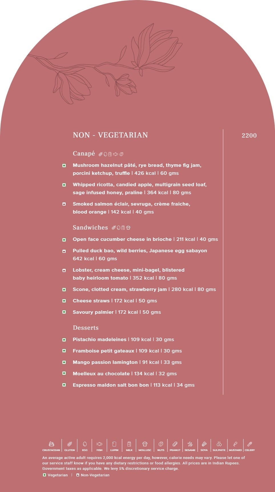Dining Experience for Two at Madeleine De Proust, Mumbai — Food menu