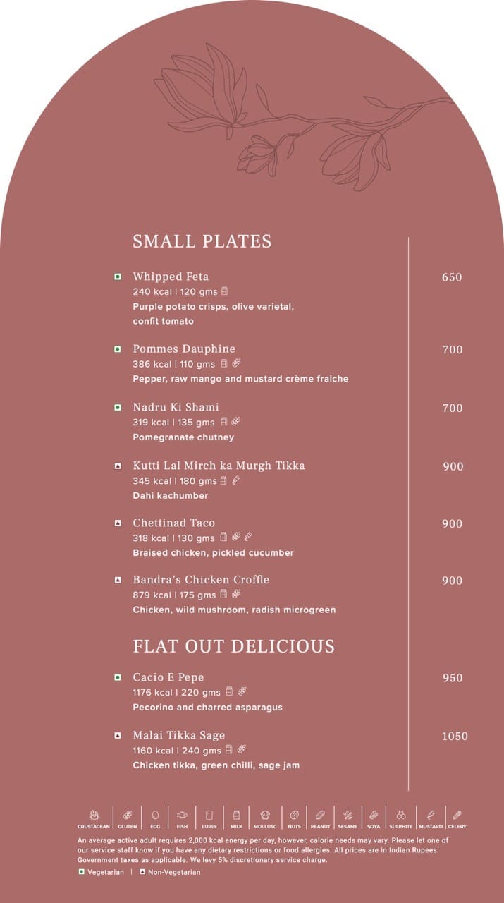 Dining Experience for Two at Madeleine De Proust, Mumbai — Food menu