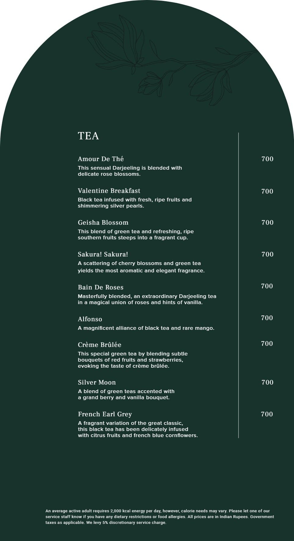 Dining Experience for Two at Madeleine De Proust, Mumbai — Food menu