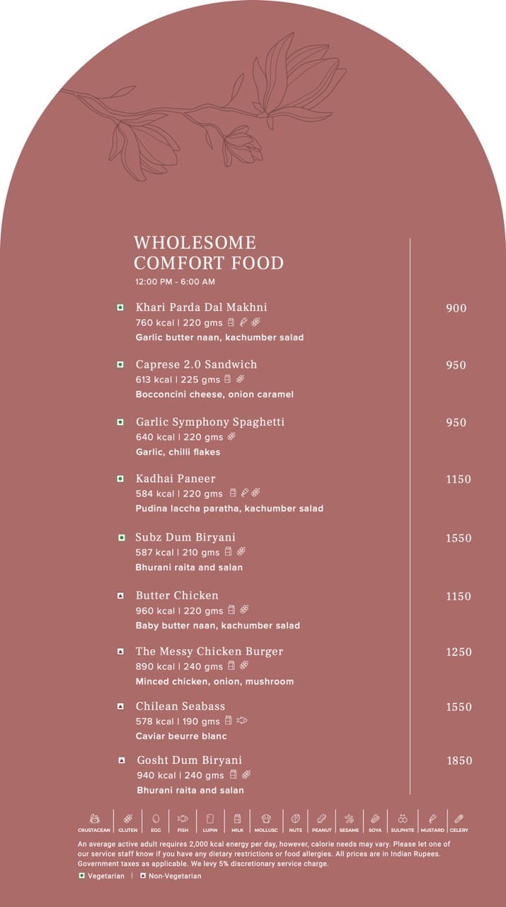 Dining Experience for Two at Madeleine De Proust, Mumbai — Food menu