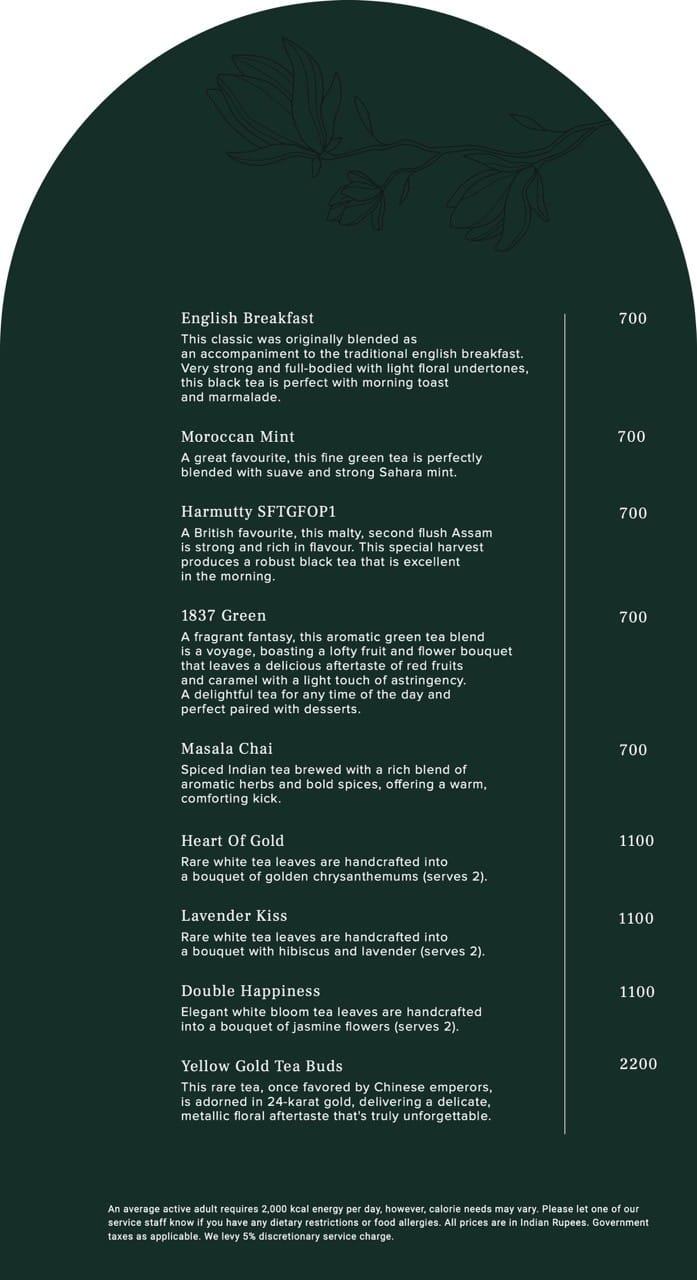 Dining Experience for Two at Madeleine De Proust, Mumbai — Food menu