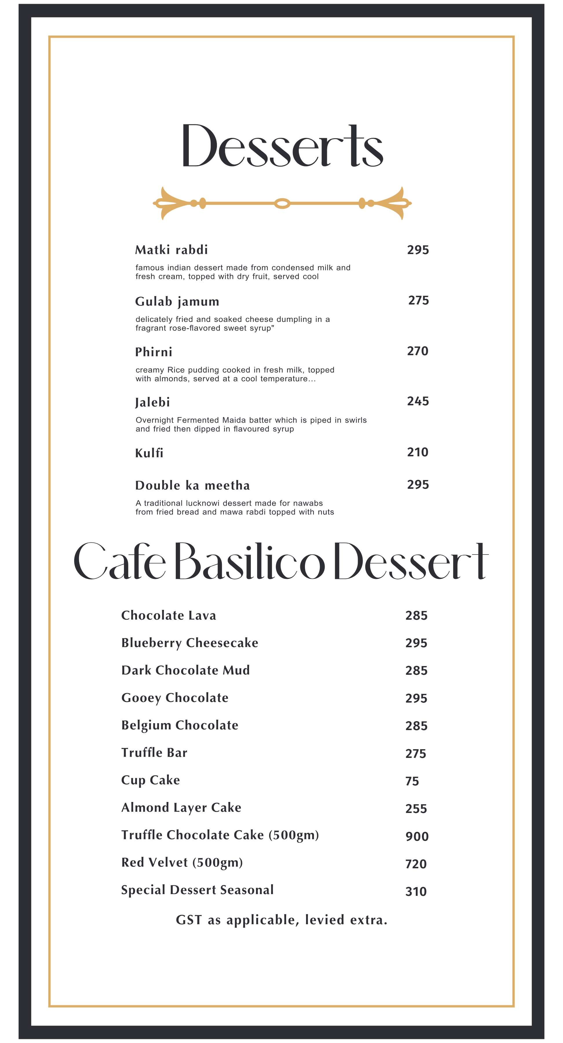 Dining Experience for Two at Koyla - Ethnic Cuisine, South Mumbai — Food menu