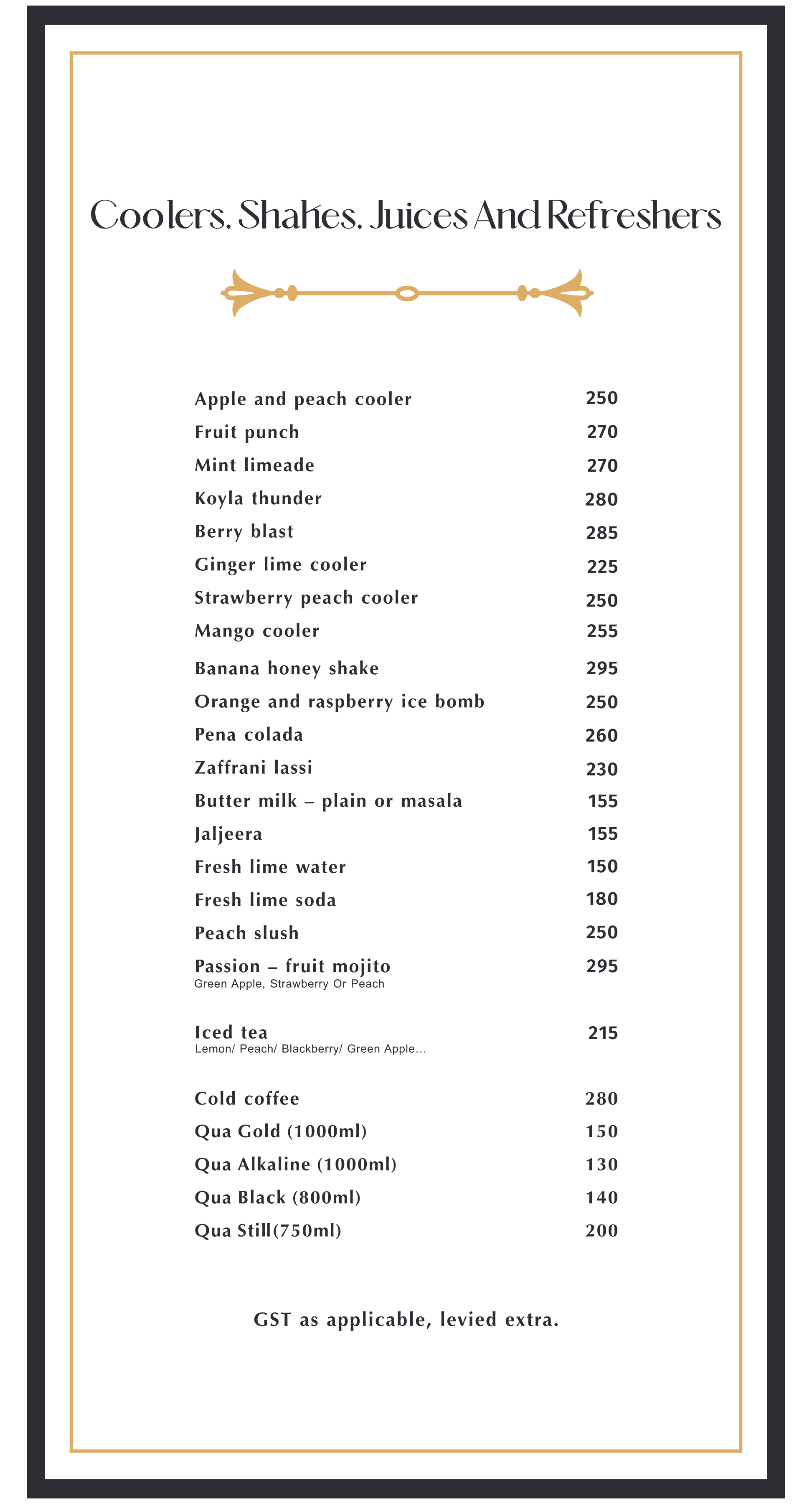 Dining Experience for Two at Koyla - Ethnic Cuisine, South Mumbai — Food menu