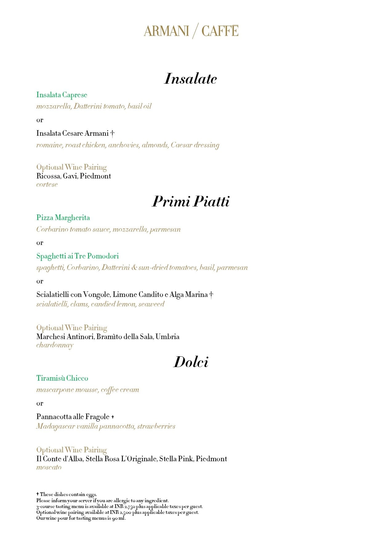 Dining Experience for Two at Armani Caffe Jio World Plaza Bkc, South Mumbai — Special menu