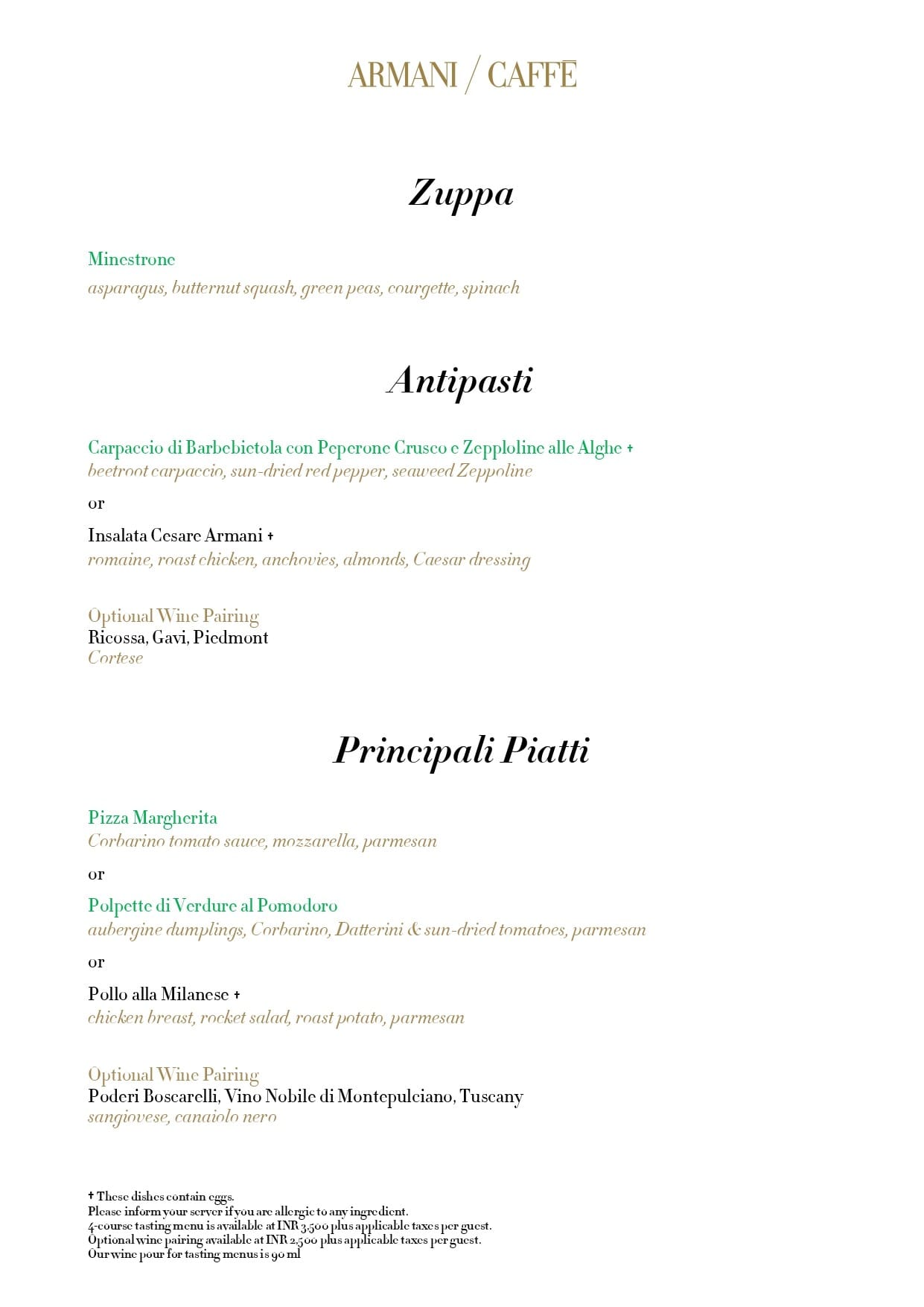 Dining Experience for Two at Armani Caffe Jio World Plaza Bkc, South Mumbai — Special menu