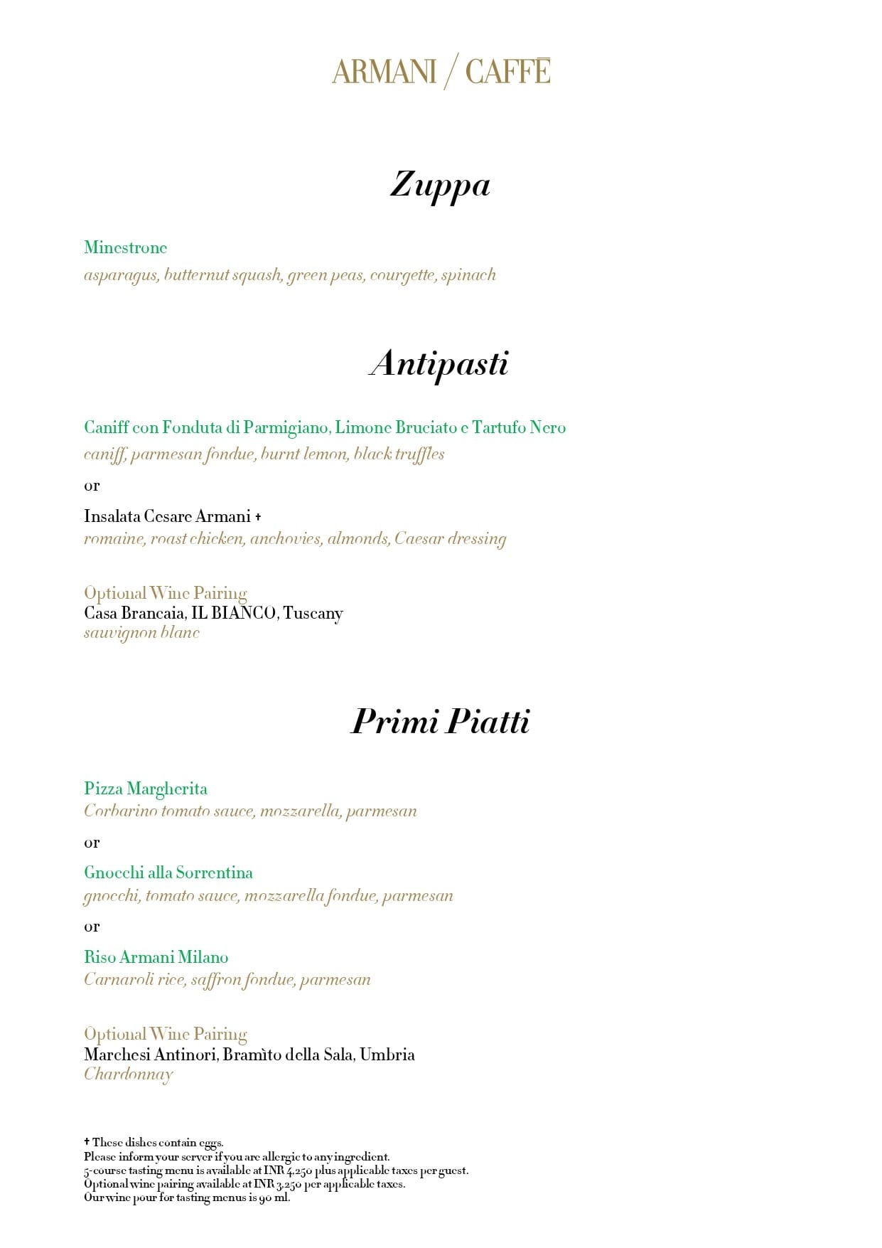 Dining Experience for Two at Armani Caffe Jio World Plaza Bkc, South Mumbai — Special menu