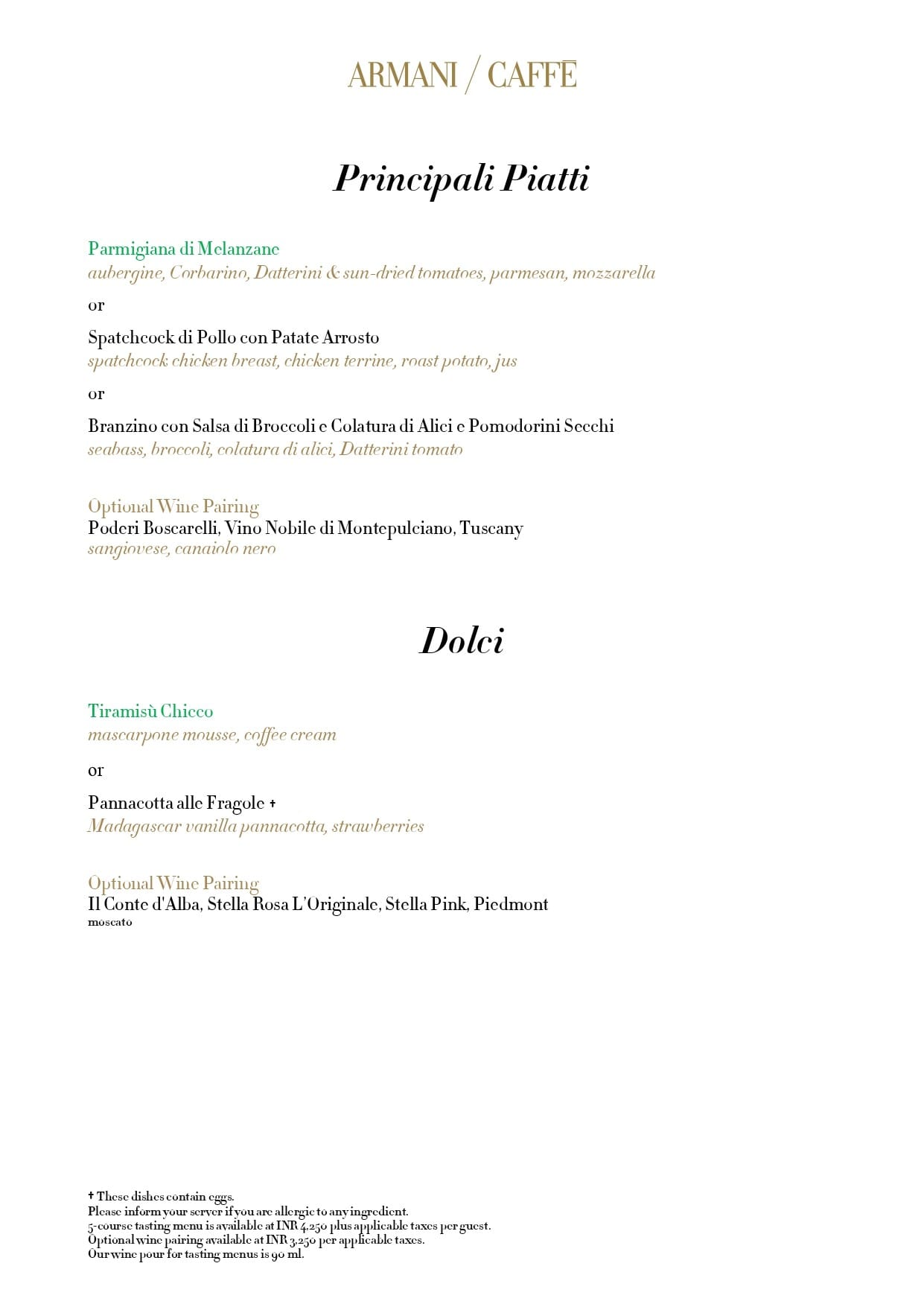 Dining Experience for Two at Armani Caffe Jio World Plaza Bkc, South Mumbai — Special menu