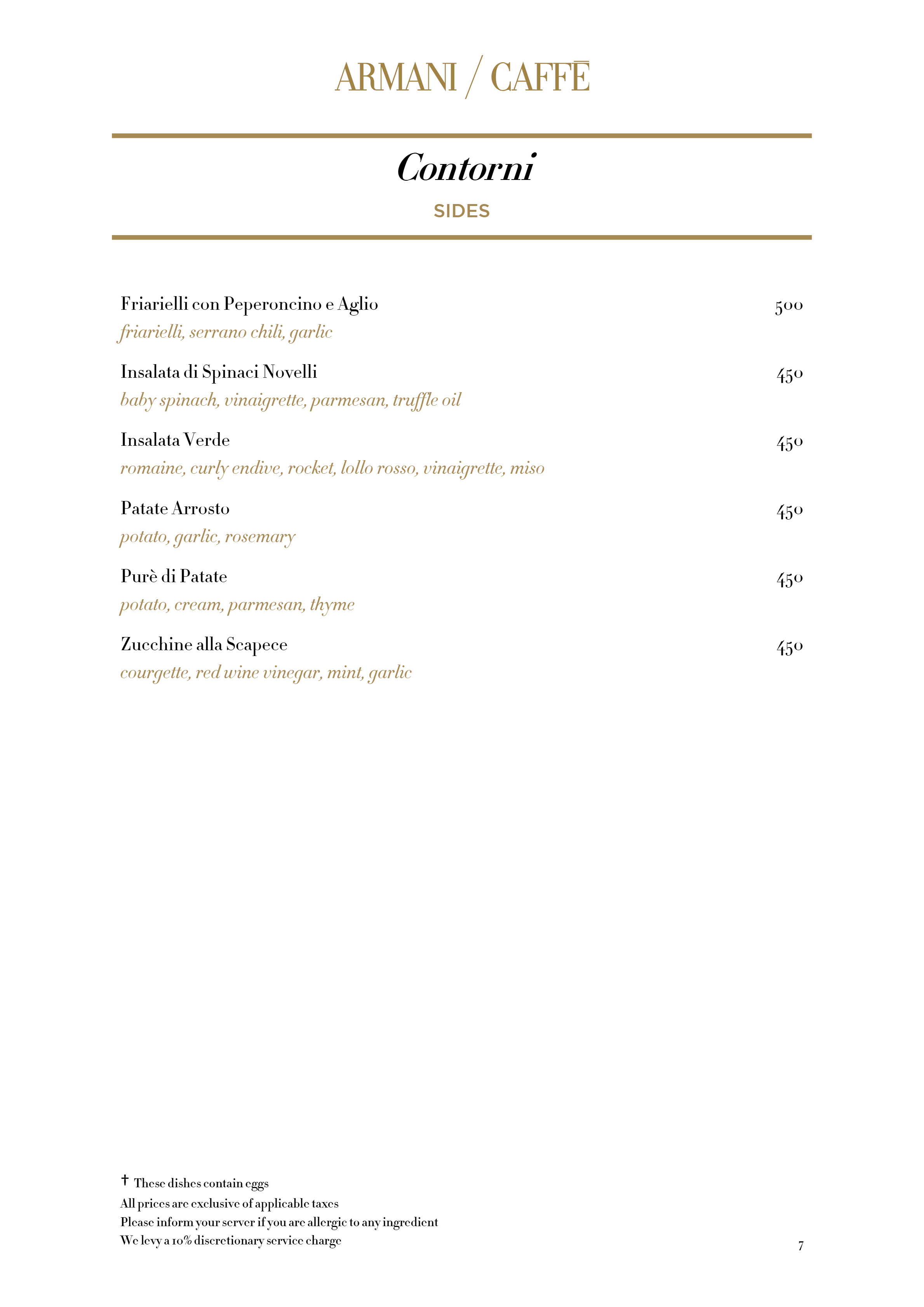 Dining Experience for Two at Armani Caffe Jio World Plaza Bkc, South Mumbai — Food menu
