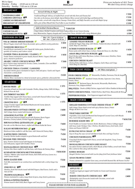 Menu of Doolally, Hiranandani Estate, Thane Region