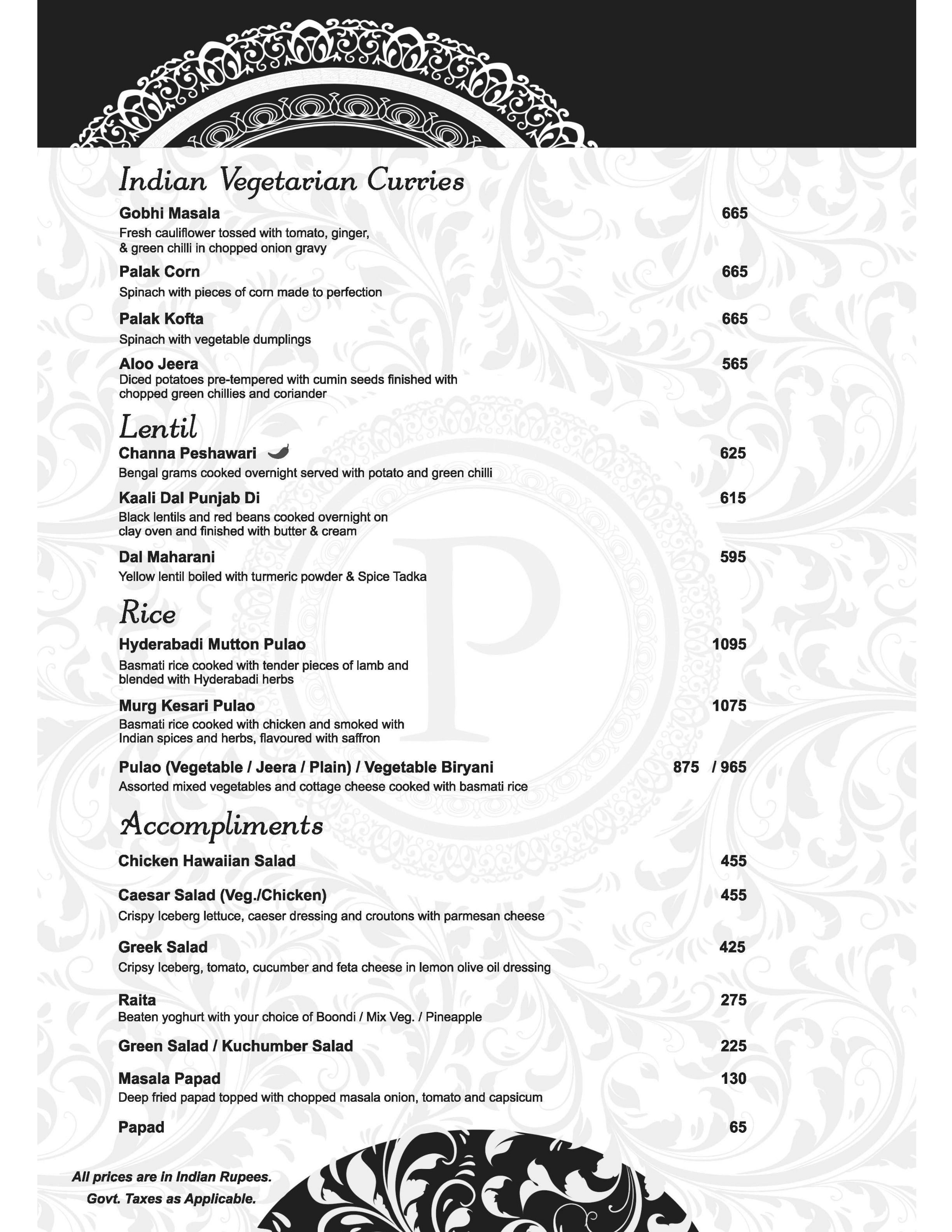 Dining Experience for Two at Parikrama The Revolving Restaurant, Central Delhi — Food menu