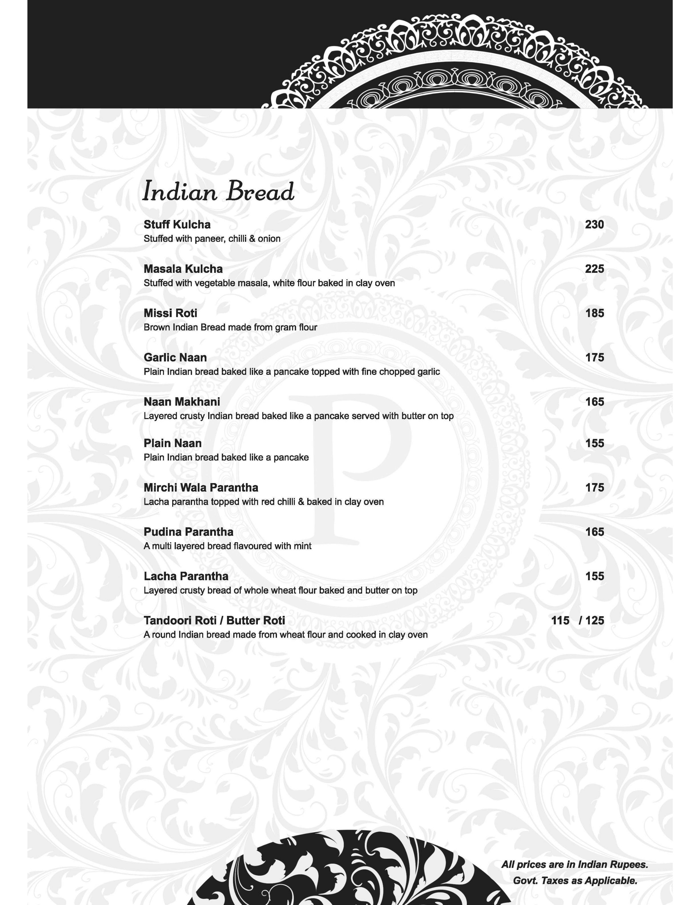 Dining Experience for Two at Parikrama The Revolving Restaurant, Central Delhi — Food menu