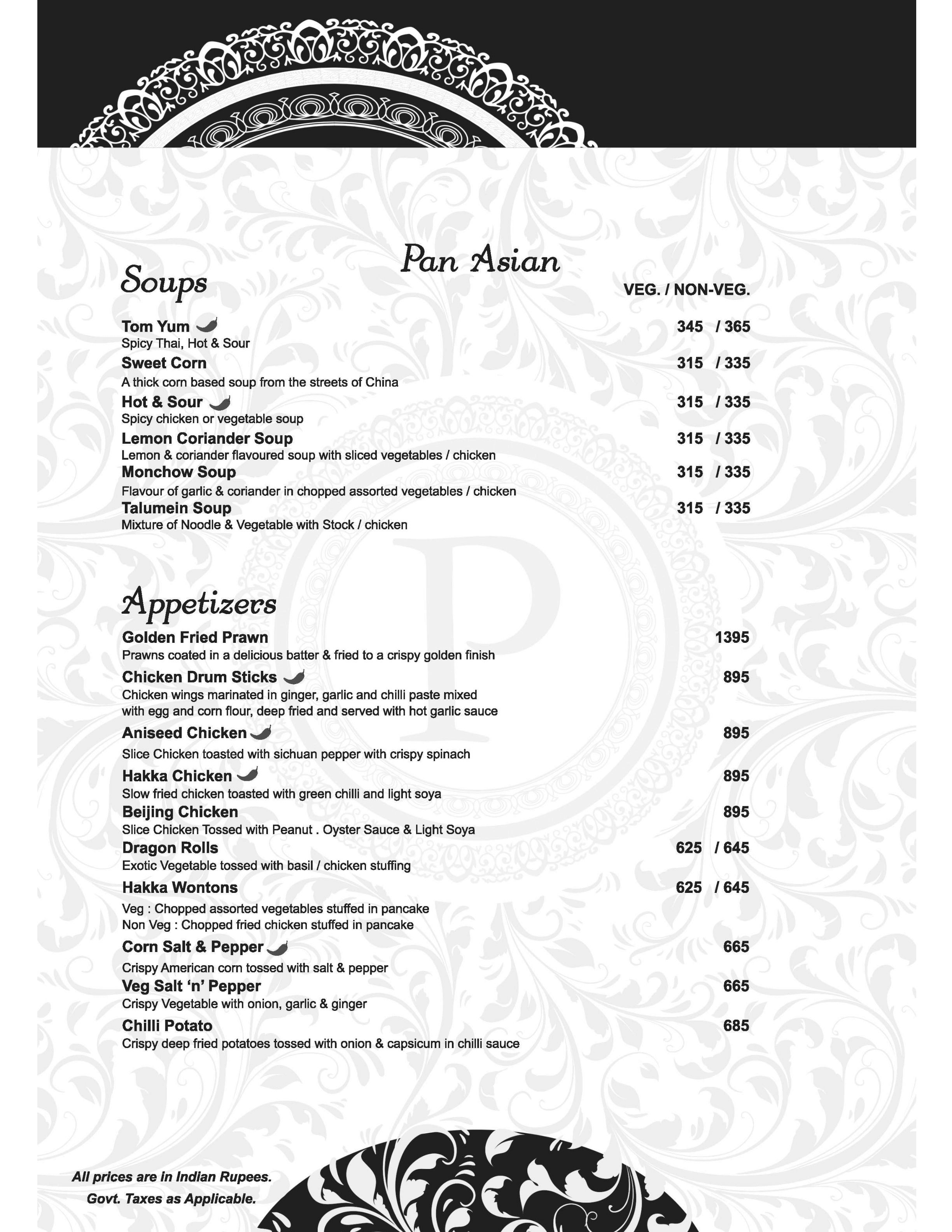 Dining Experience for Two at Parikrama The Revolving Restaurant, Central Delhi — Food menu