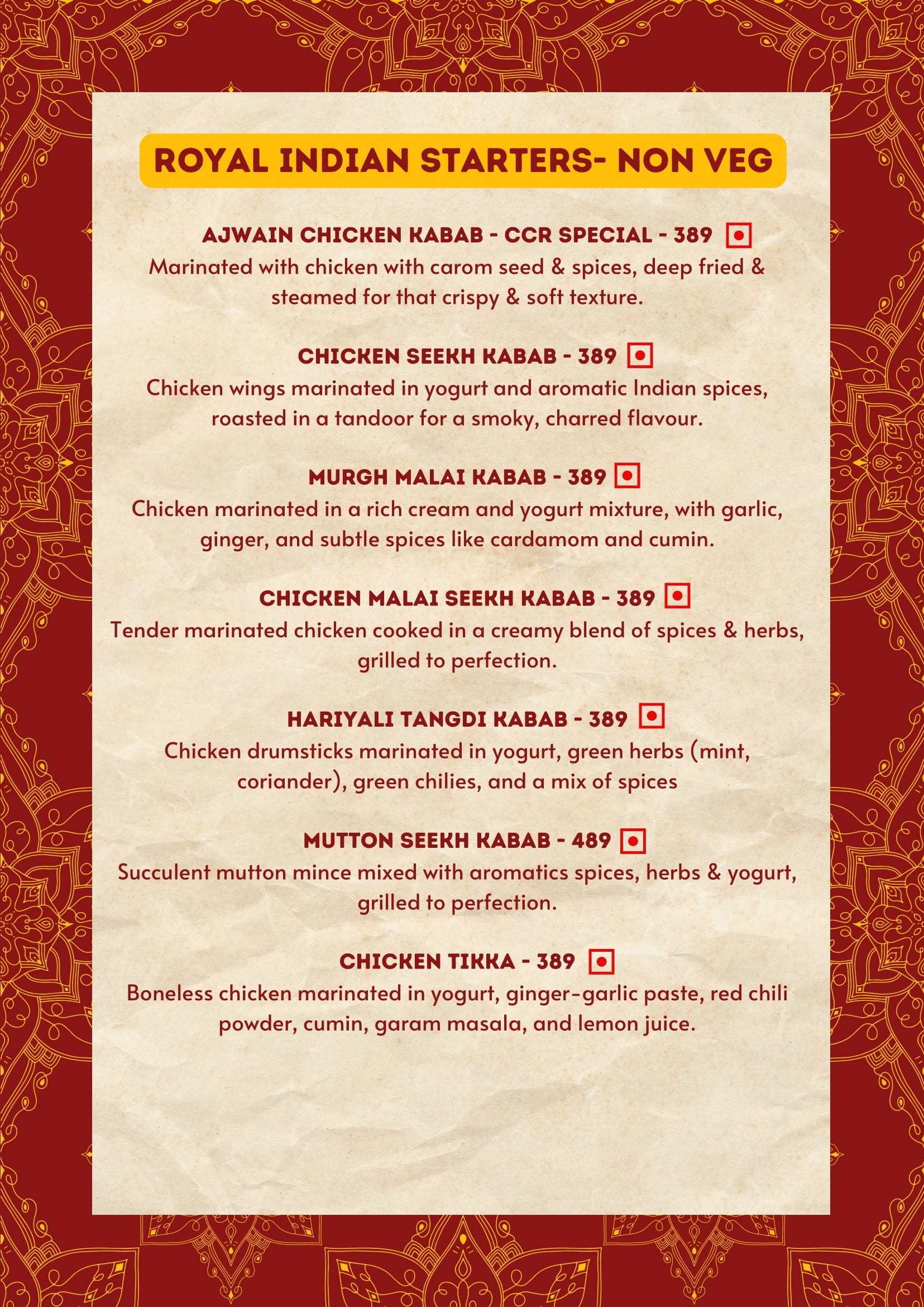 Menu of Curry Central, Sanjay Nagar, North Bengaluru