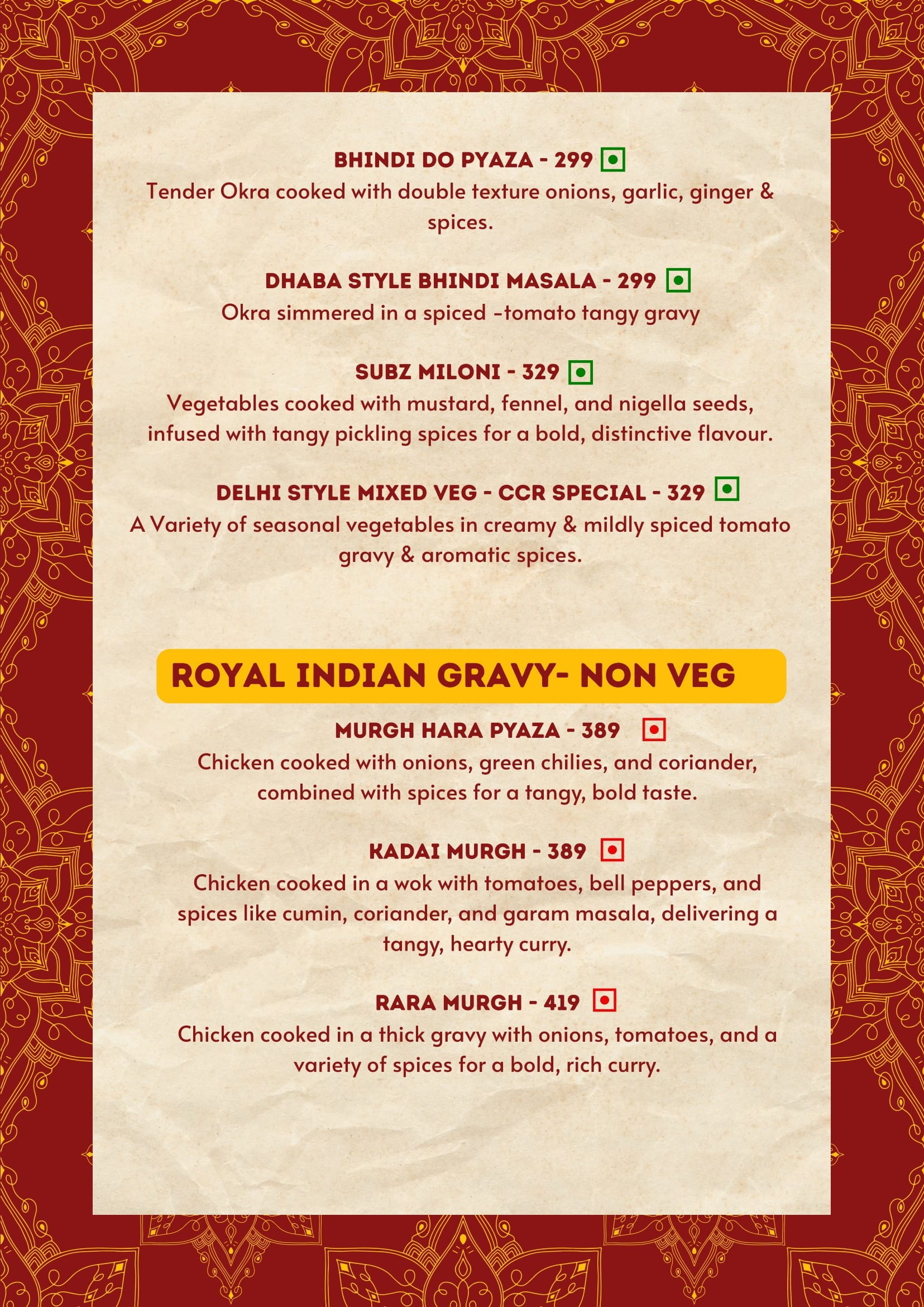 Menu of Curry Central, Sanjay Nagar, North Bengaluru