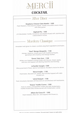 Mercelys Menu.pdf Menu of Mercii, Santacruz West, Western Suburbs