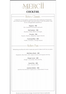 Mercelys Menu.pdf Menu of Mercii, Santacruz West, Western Suburbs