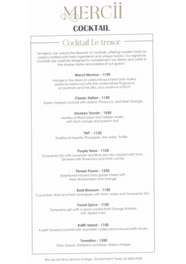Mercelys Menu.pdf Menu of Mercii, Santacruz West, Western Suburbs