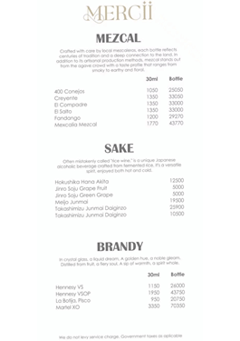 Mercelys Menu.pdf Menu of Mercii, Santacruz West, Western Suburbs