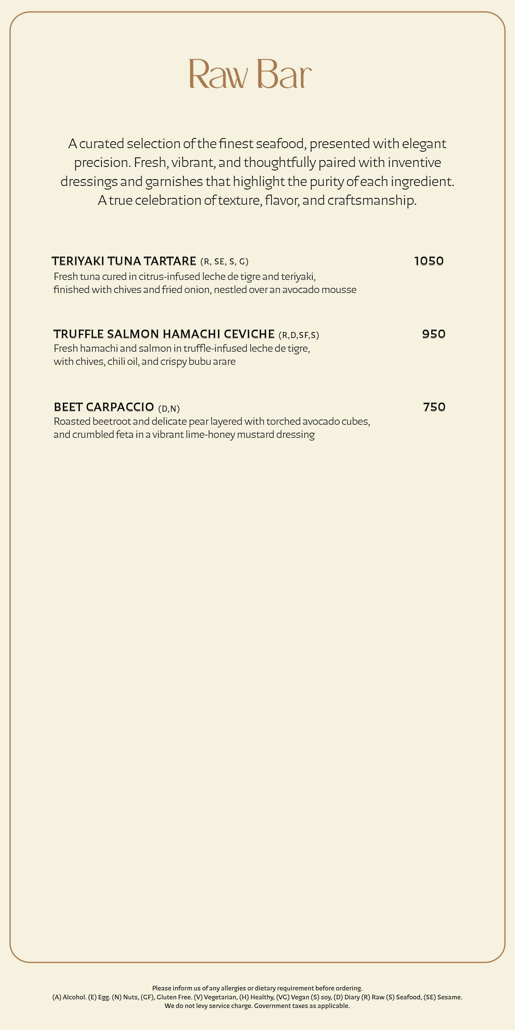 Dining Experience for Two at Mercii, Western Suburbs — Food menu