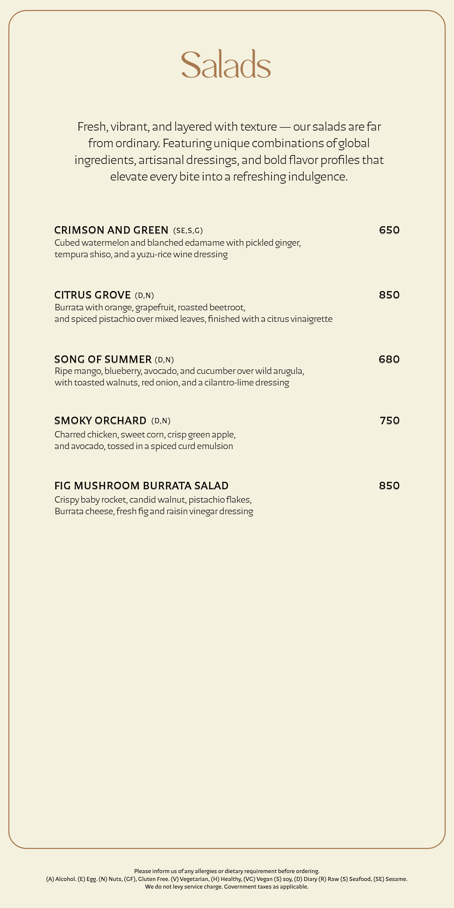 Dining Experience for Two at Mercii, Western Suburbs — Food menu