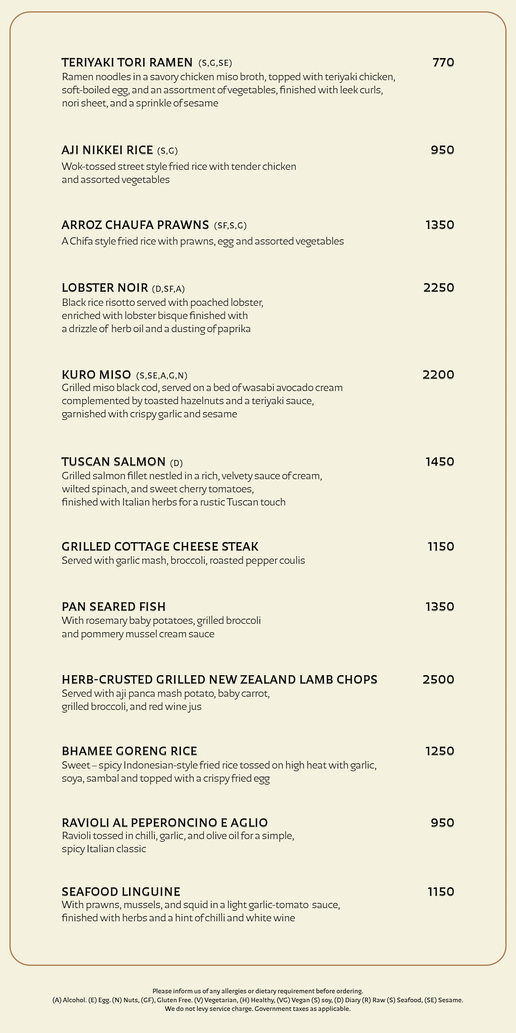 Dining Experience for Two at Mercii, Western Suburbs — Food menu
